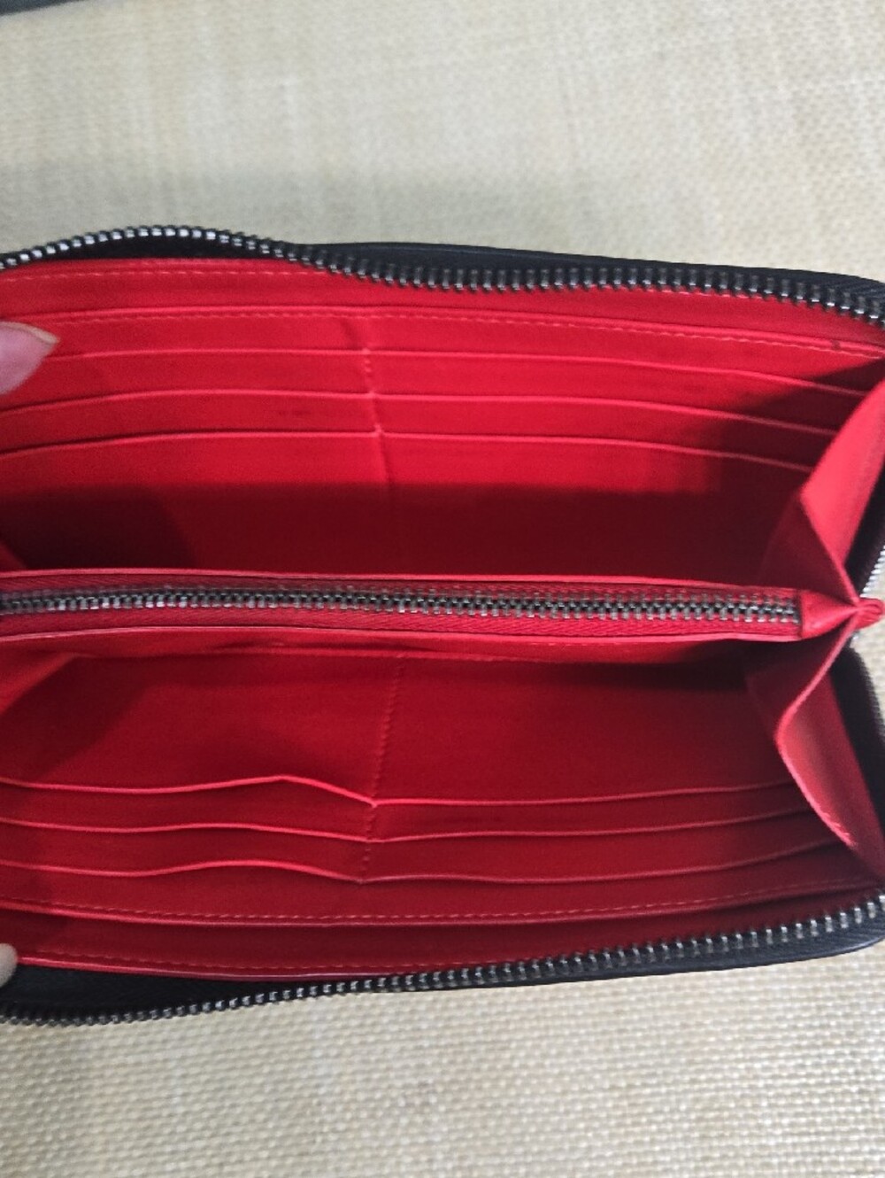 Christian Louboutin Black Leather Spike Zip Wallet with Red Pull - Picture 9 of 14